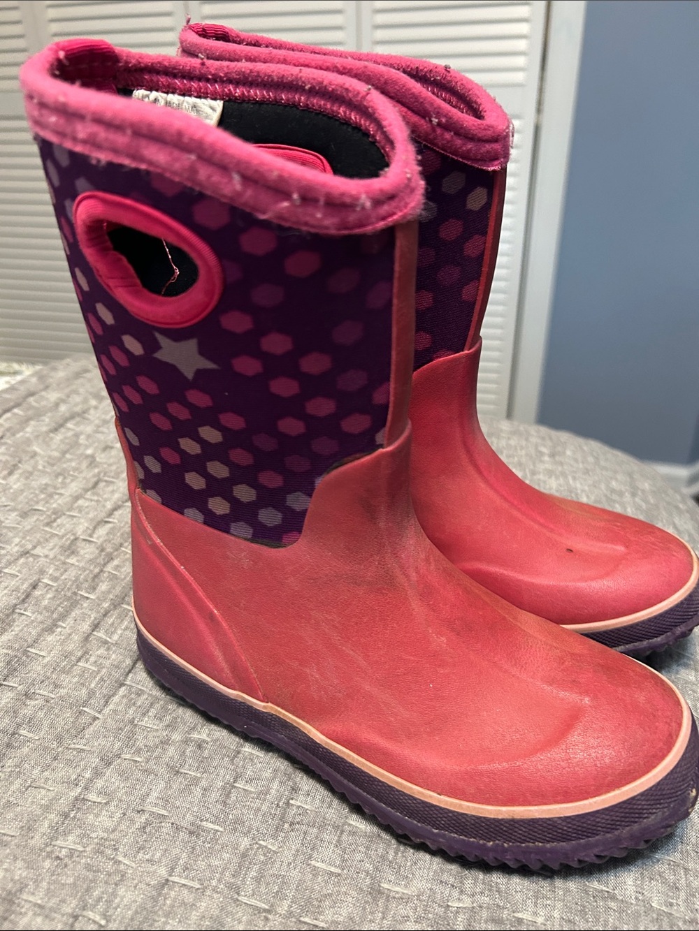 Kids Pink and Purple Waterproof Rain Boots